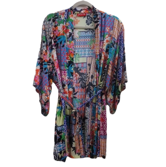 JOSIE Floral Rayon Kimono Wrap SIZE S - Picture 2 of 11